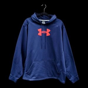 Under Armour Men's Blue Sweater with Red Logo